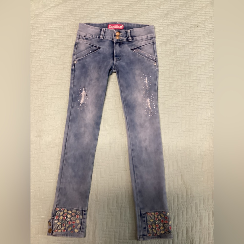 Beautiful Zapalla Girls Size 10 Jeans Embroidery Stretch  Jeans